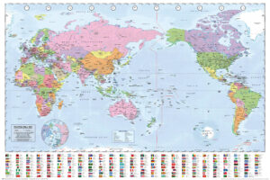 World Map & Flags Poster