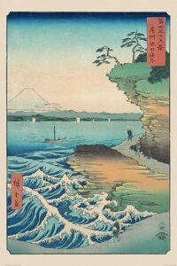 Hiroshige (Seashore at Hoda) Poster